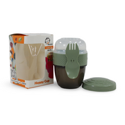 Happy Cup with Lid and Fork – Olive (500 ml)