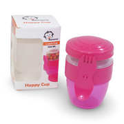 Happy Cup with Lid and Fork for Snacks - Pink (500 ml)