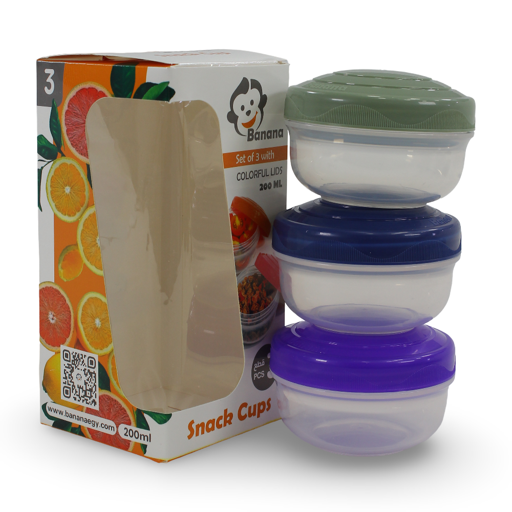 Banana Snack Cups Set 200ml – Purple & Navy & Pistachio