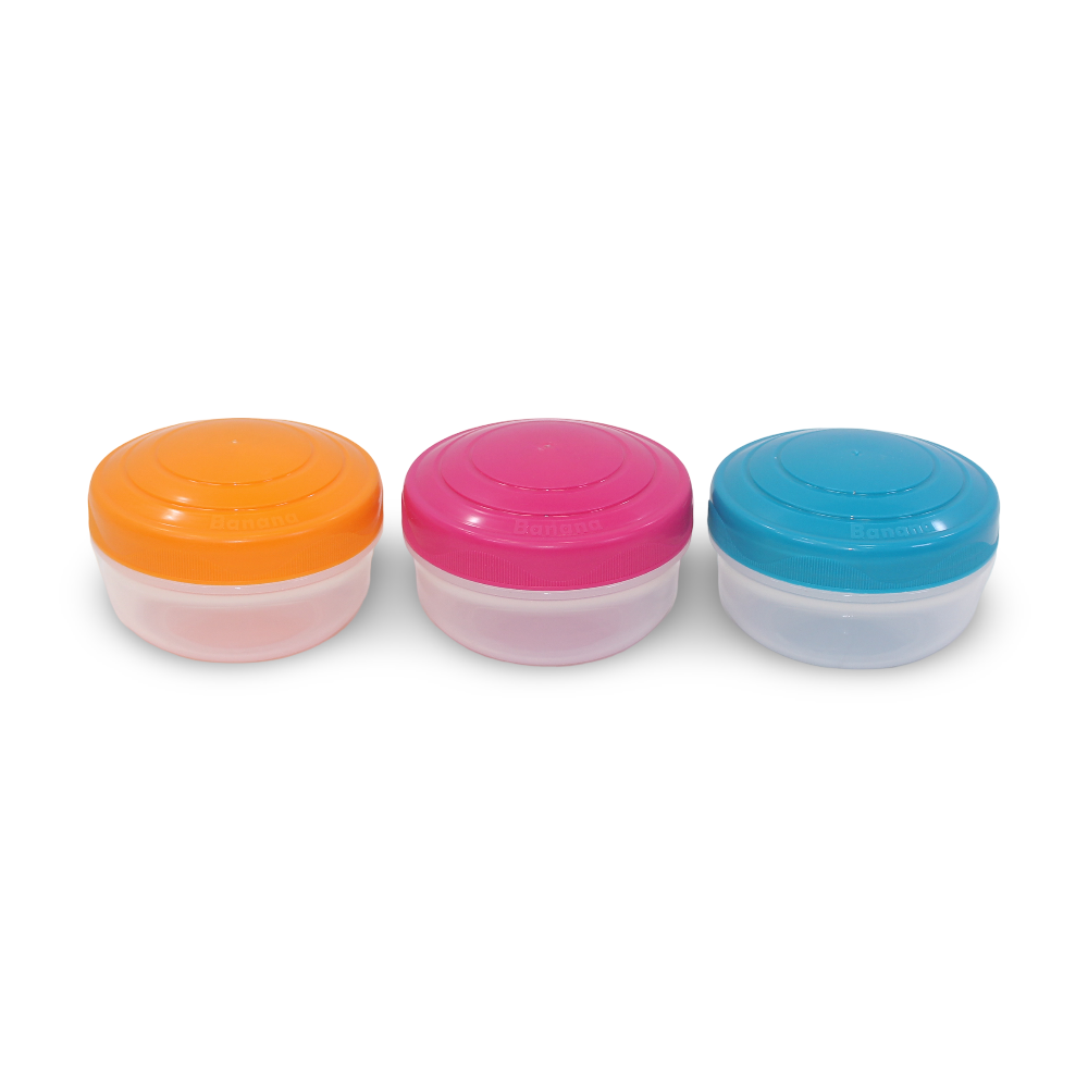 أكواب وجبات خفيفة على شكل موزة سعة 200 مل - طقم من 3 (فوشيا وتركواز وبرتقالي)