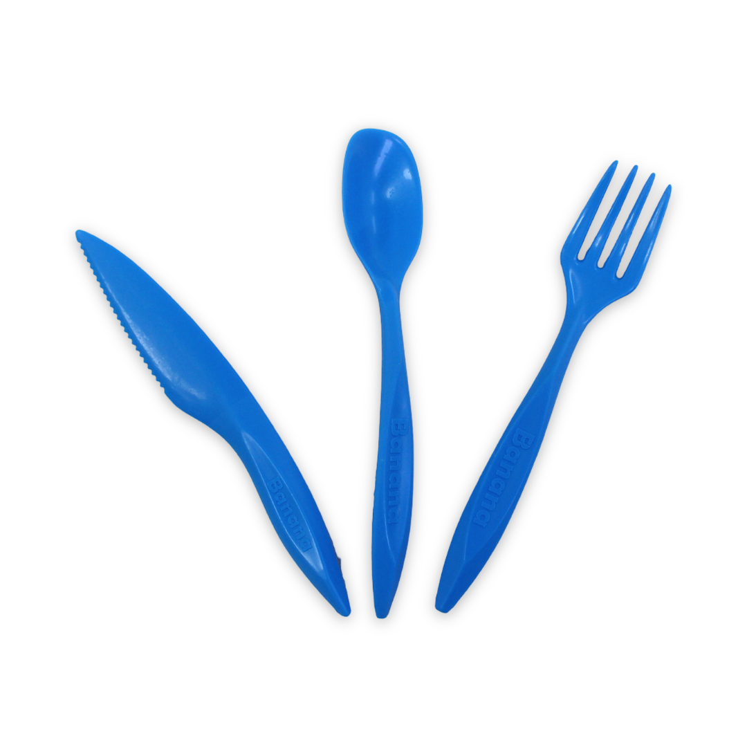 Banana Plastic Cutlery Set (Fork ,Spoon & Knife) – Baby Blue - School