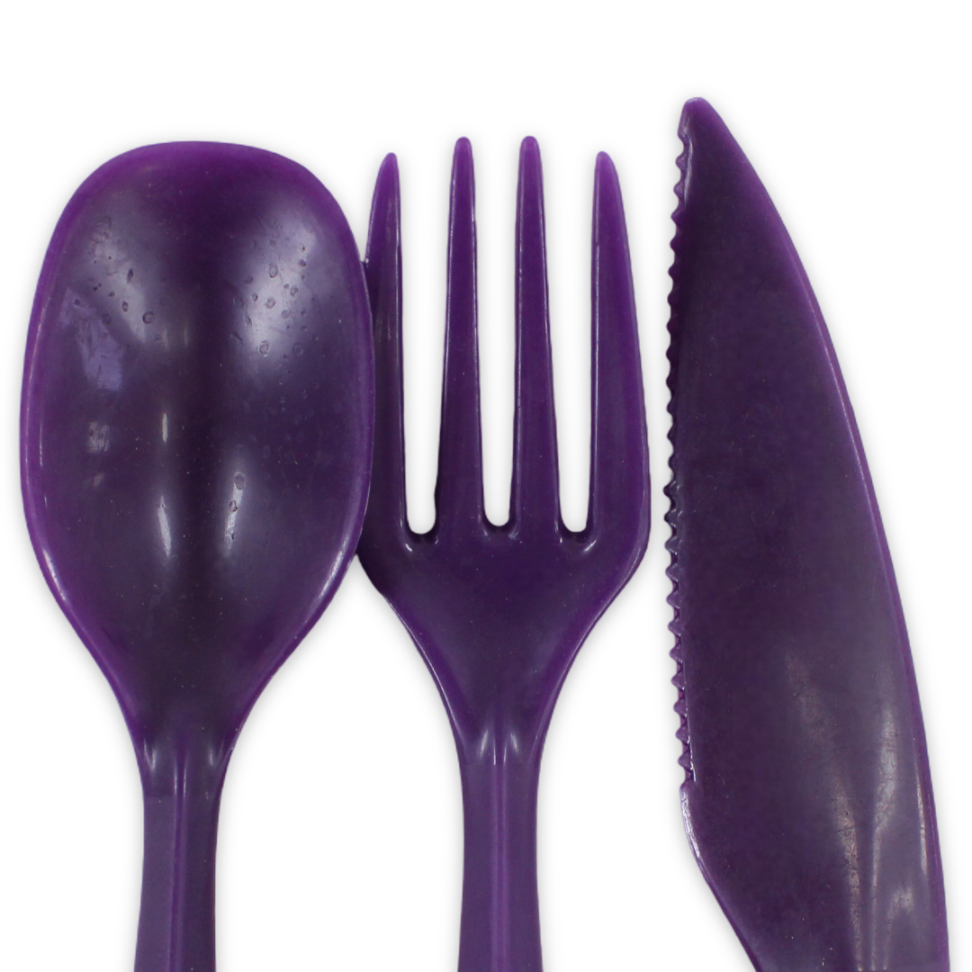 Banana Plastic Cutlery Set (Fork ,Spoon & Knife) – Purple