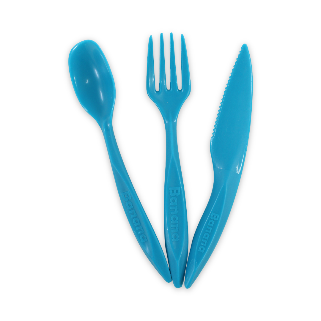 Banana Plastic Cutlery Set (Fork ,Spoon & Knife) – Turquoise