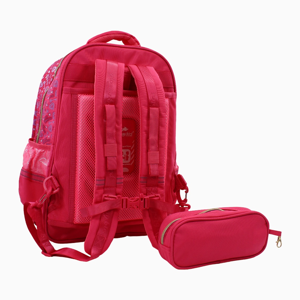Sweet Princess School Set – 17 Inches, Pink & Practical (Backpack + Pencil Case)