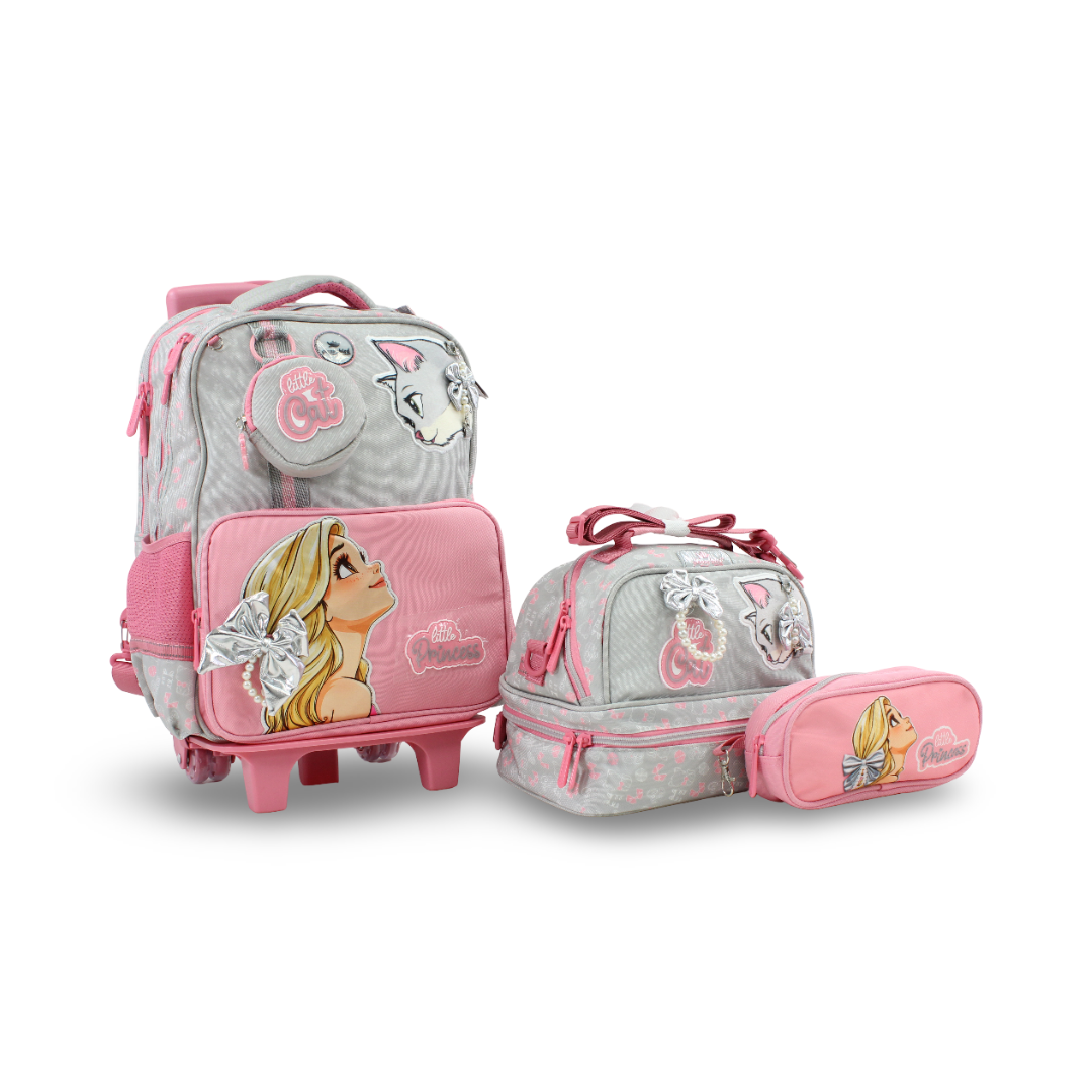 Glossy Bird School Set Rapunzel Trolley Backpack – Pink
