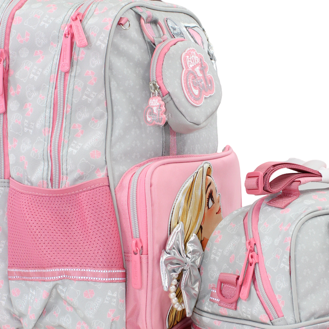 Glossy Bird School Set Rapunzel Trolley Backpack – Pink