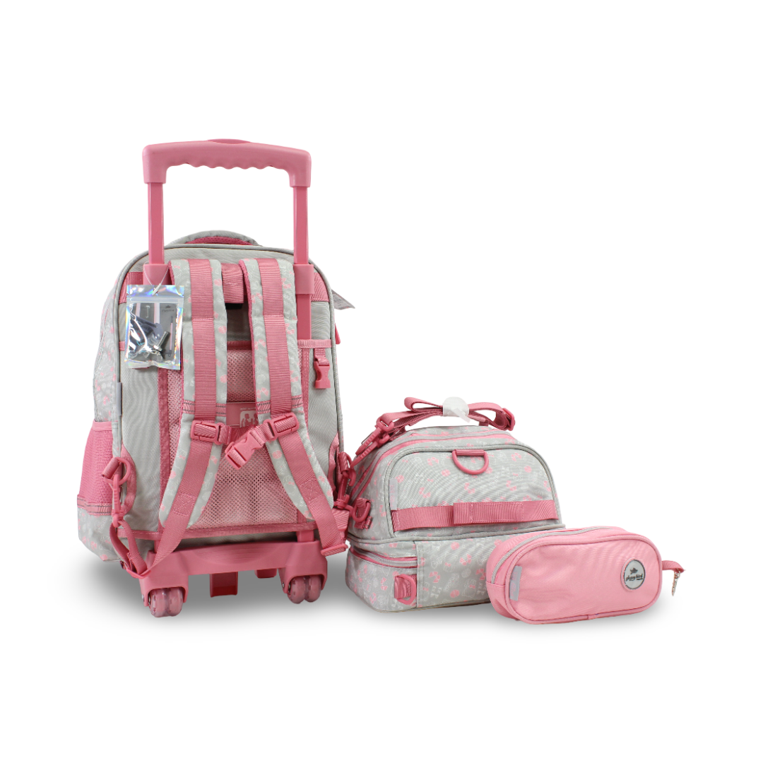 Glossy Bird School Set Rapunzel Trolley Backpack – Pink