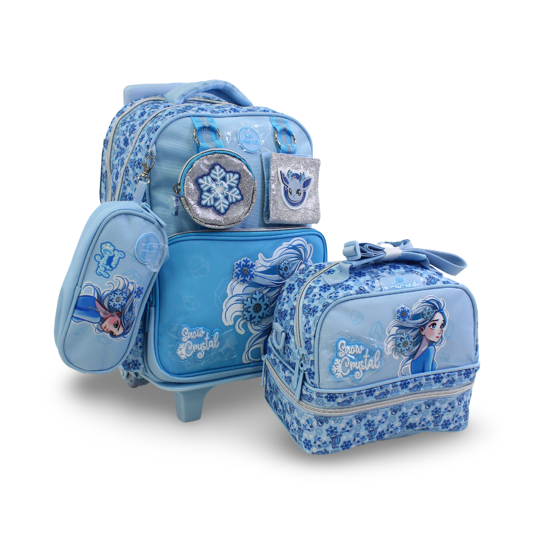 Glossy Bird School Set Snow Crystal Backpack – Blue