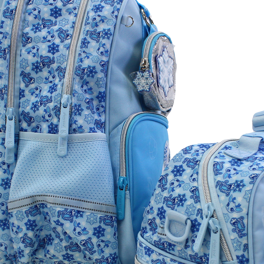 Glossy Bird School Set Snow Crystal Backpack – Blue