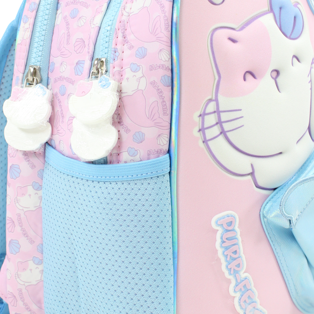 Glossy Bird Cute Cat Backpack – Pink & Baby Blue