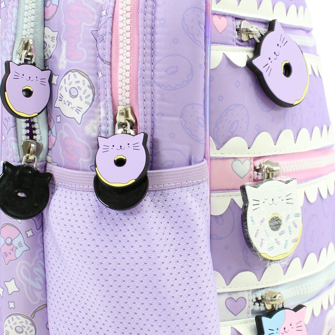 Glossy Bird Cute Cats Backpack – Purple