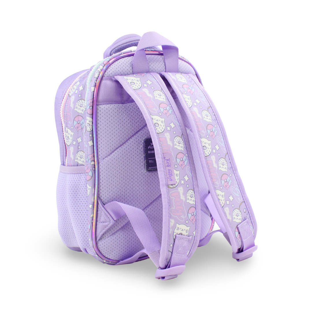 Glossy Bird Cute Cats Backpack – Purple