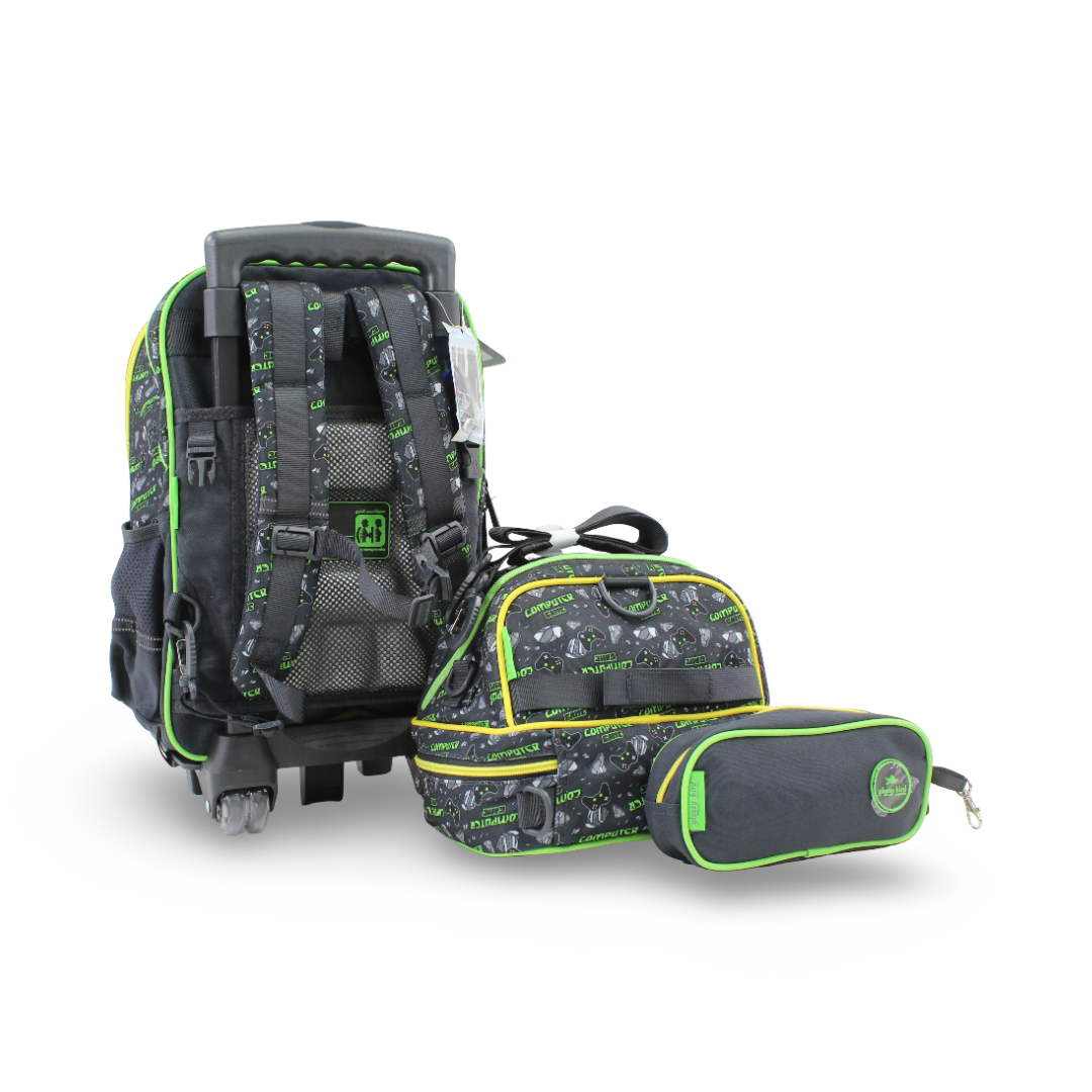 Glossy Bird School Set Computer Game Backpack – Green