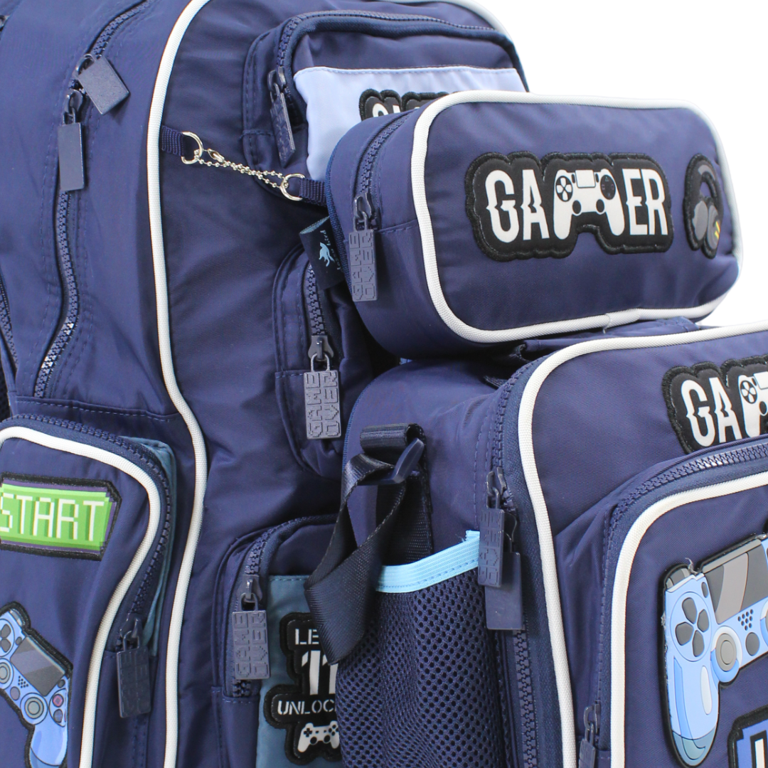 Glossy Bird School Set Gamer Backpack – Blue