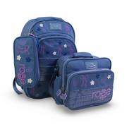 Glossy Bird School Set Flowers Backpack – Blue