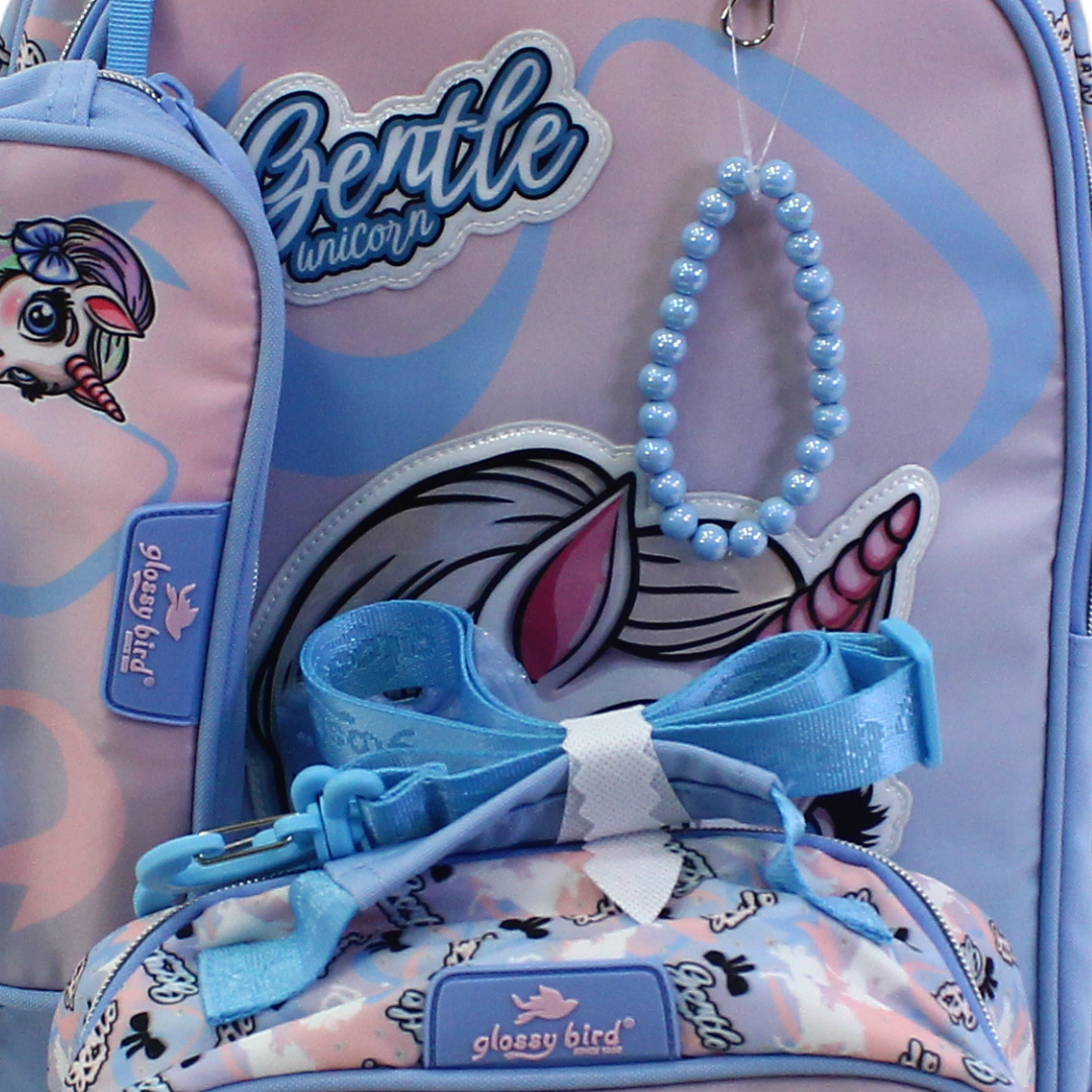 School Set 18 Inches – Baby Blue with Unicorn Design