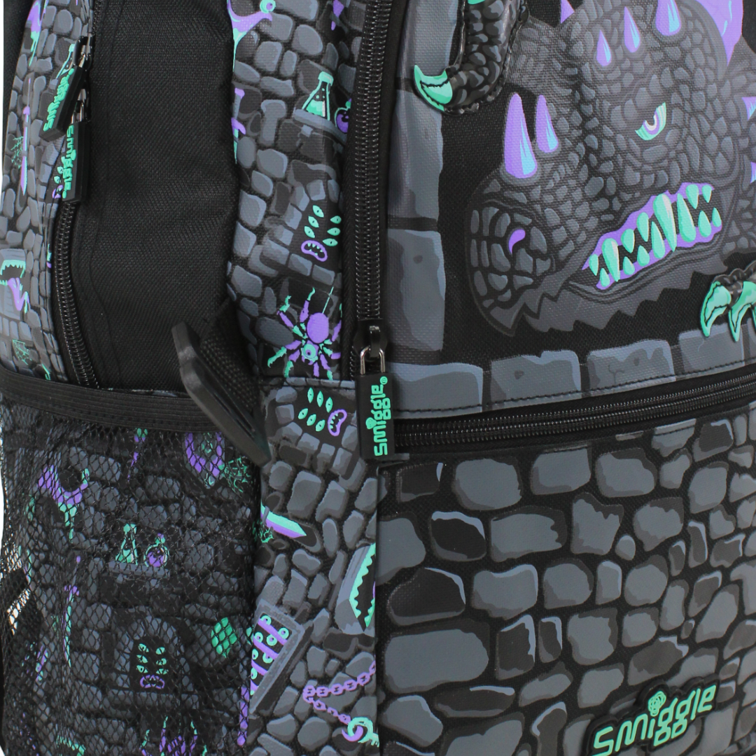 Smiggle Backpack Dinosaur Design 17 Inches – Black & Grey