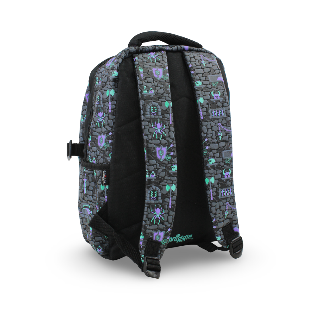 Smiggle Backpack Dinosaur Design 17 Inches – Black & Grey