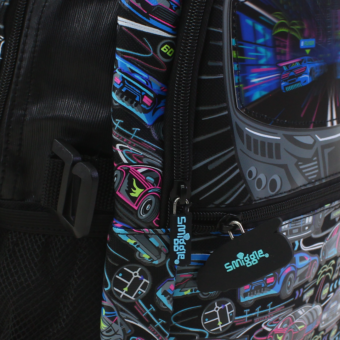 Smiggle Backpack Cars Design 17 Inches – Black