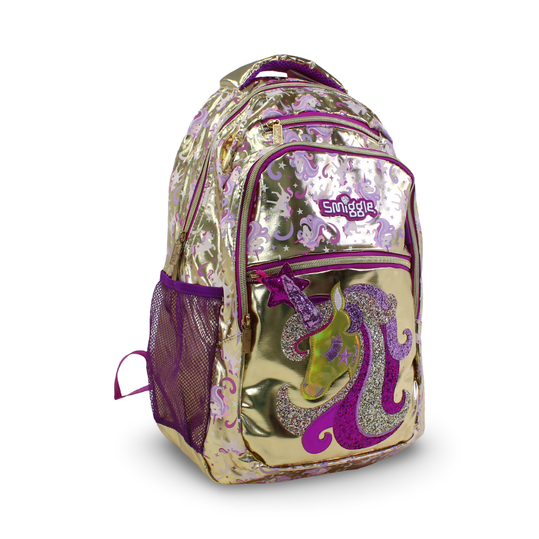 Smiggle Backpack Unicorn Design 17 Inches – Gold