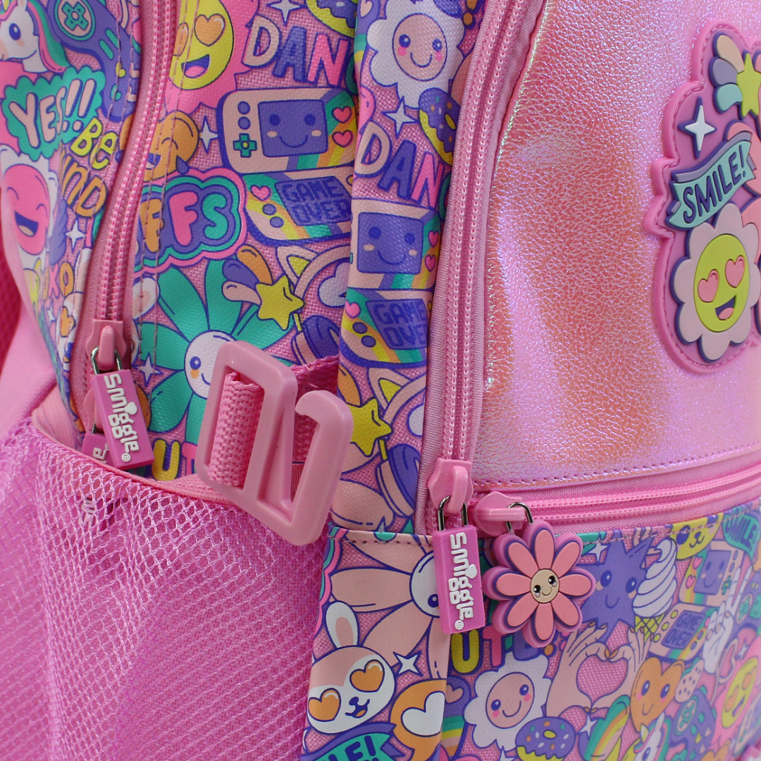 Smiggle Backpack Smile Design 17 Inches – Pink