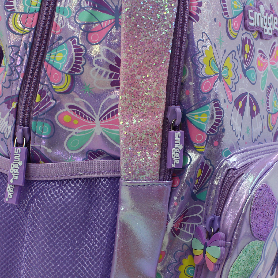 Smiggle Backpack Butterfly Design 17 Inches – Purple