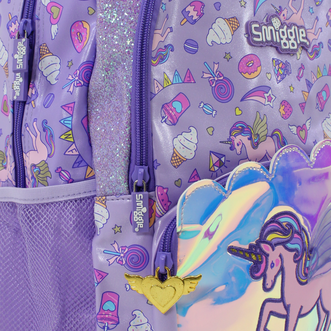 Smiggle Backpack Unicorn Design 17 Inches – Purple