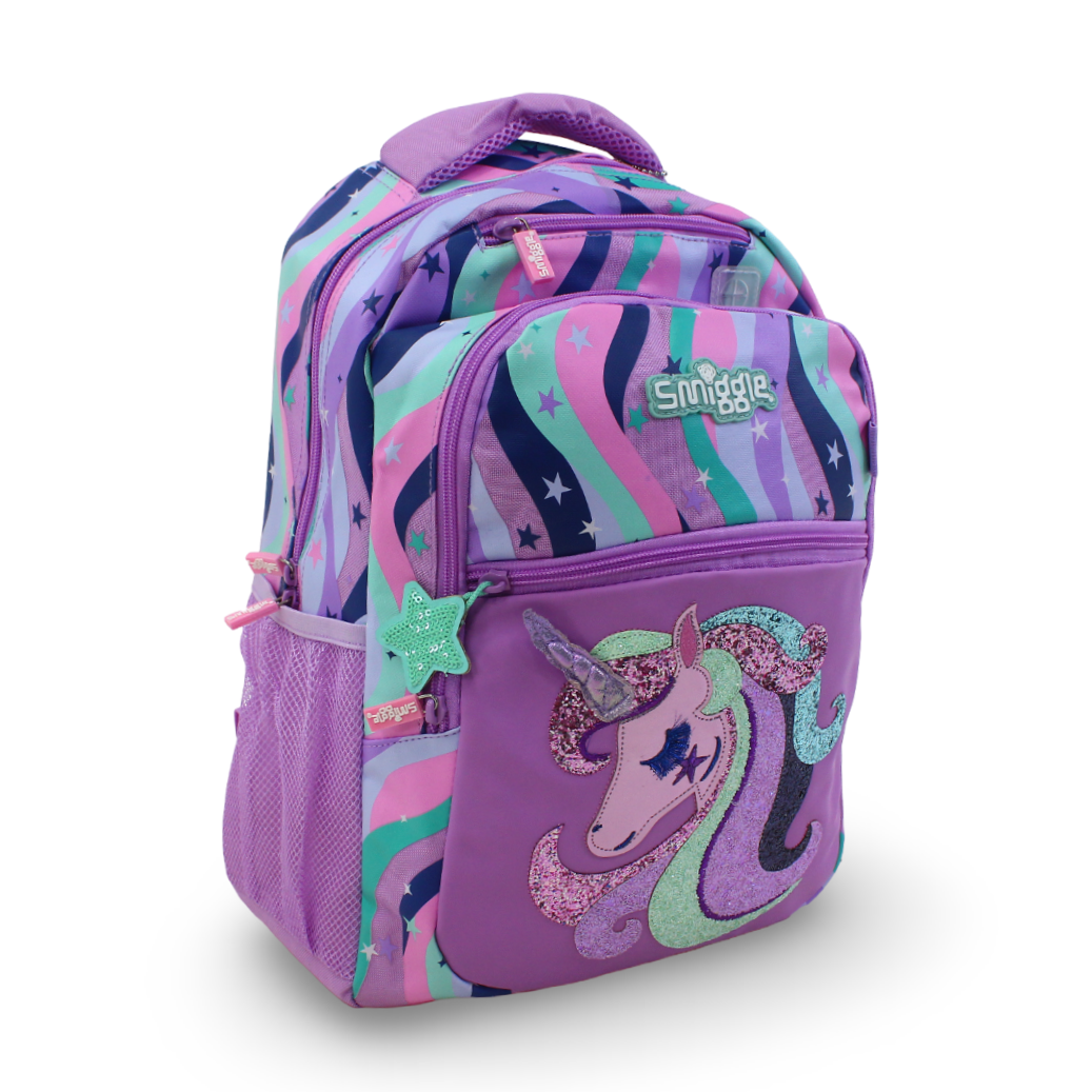 Smiggle Backpack Unicorn Design 17 Inches – Purple