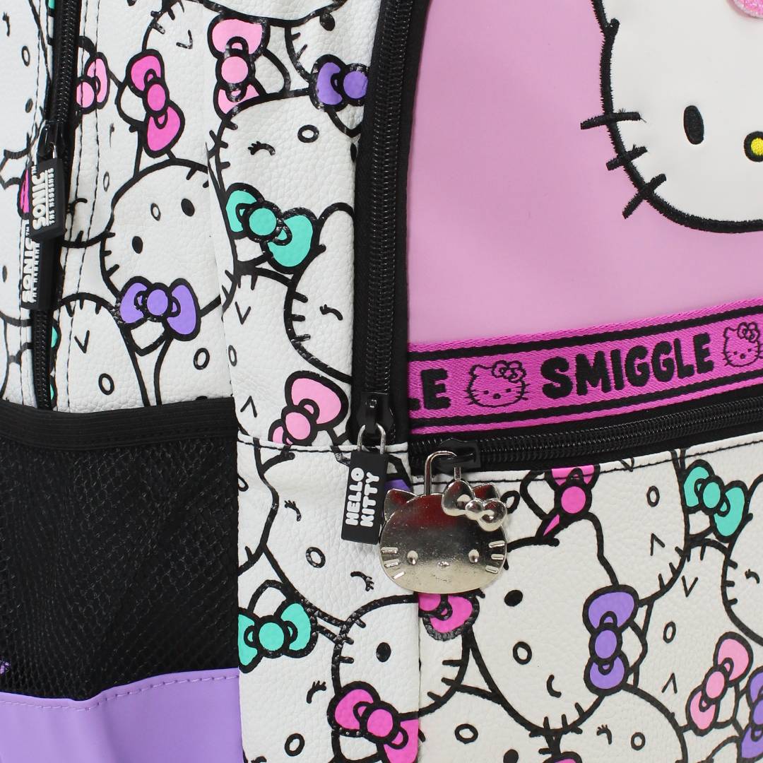 Smiggle Backpack  Hello Kitty Design 17 Inches – White & Pink