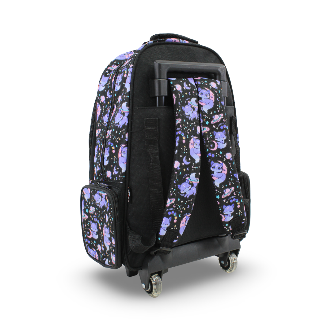 Smiggle Trolley Bag Cat in Space Design 18 Inches – Black