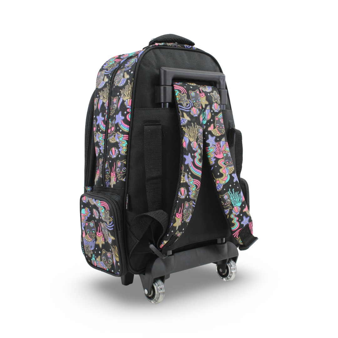 Smiggle Trolley Bag Mermaid Cat Design 18 Inches – Black