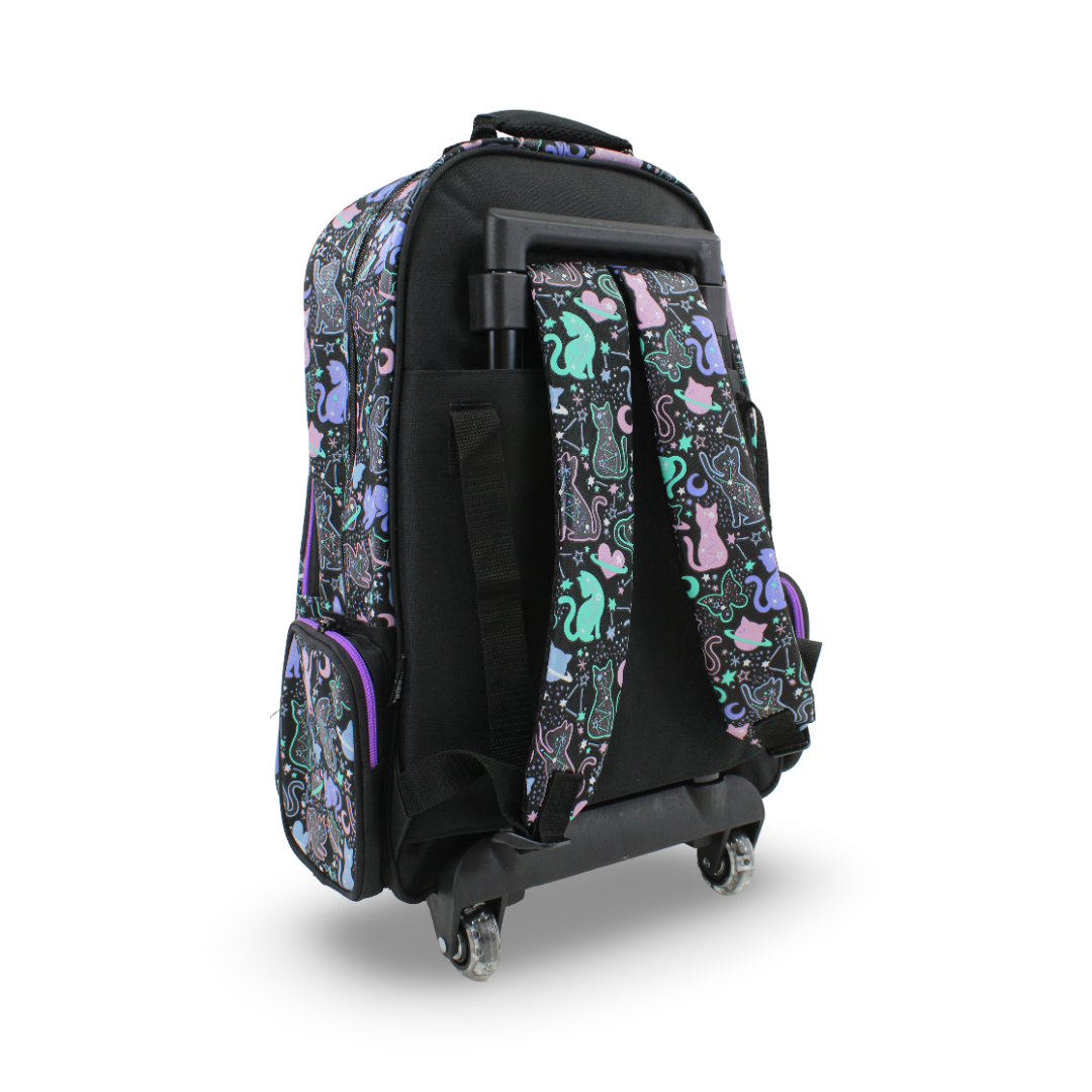 Smiggle Trolley Bag Cats and Stars Design 18 Inches – Black