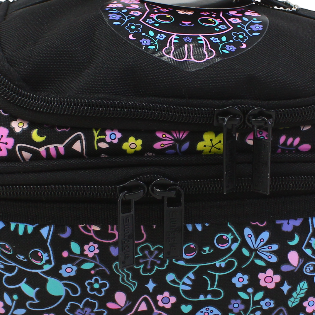 Smiggle Lunch Bag Cats and Flowers Design – Black