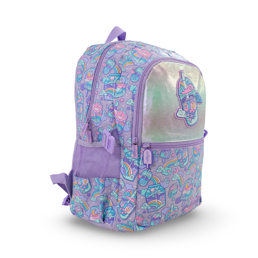 Golden Bag Backpack Purple Boba Tea Pastel Design 17 Inches – Purple