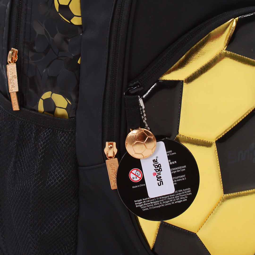 Golden Bag Backpack Football Design 17 Inches – Gold & Black