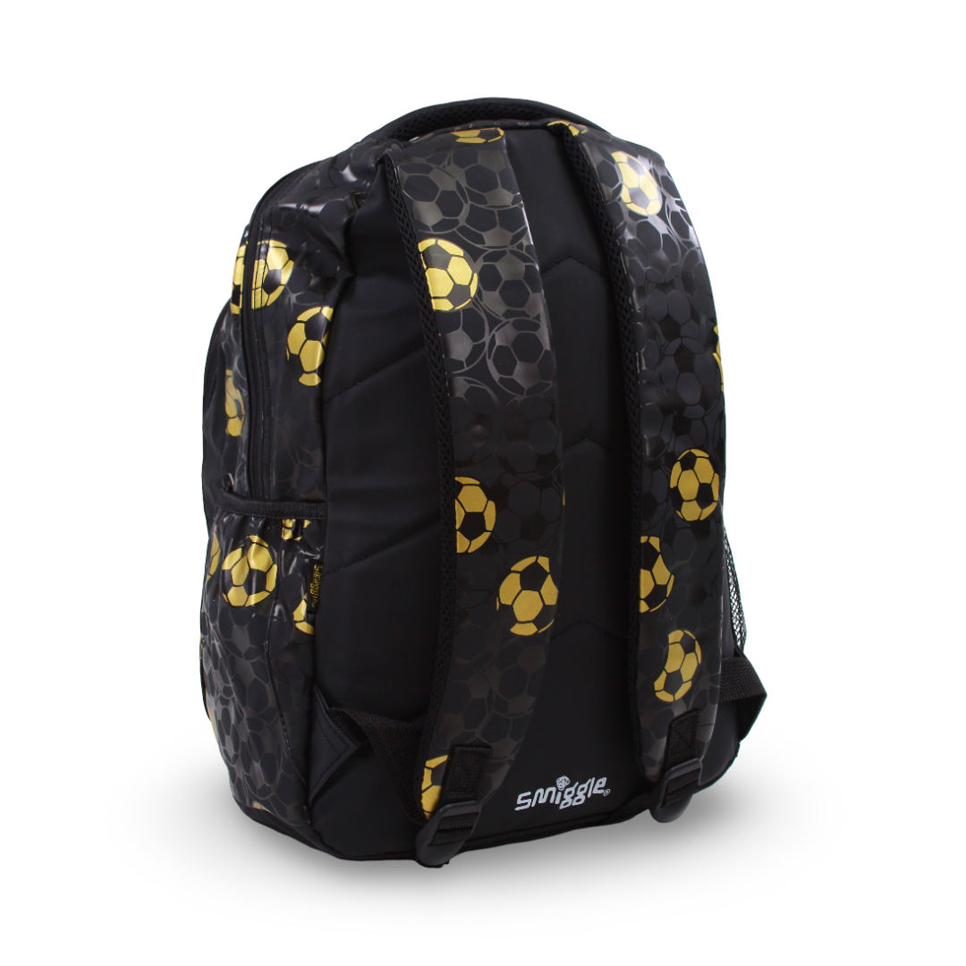 Golden Bag Backpack Football Design 17 Inches – Gold & Black