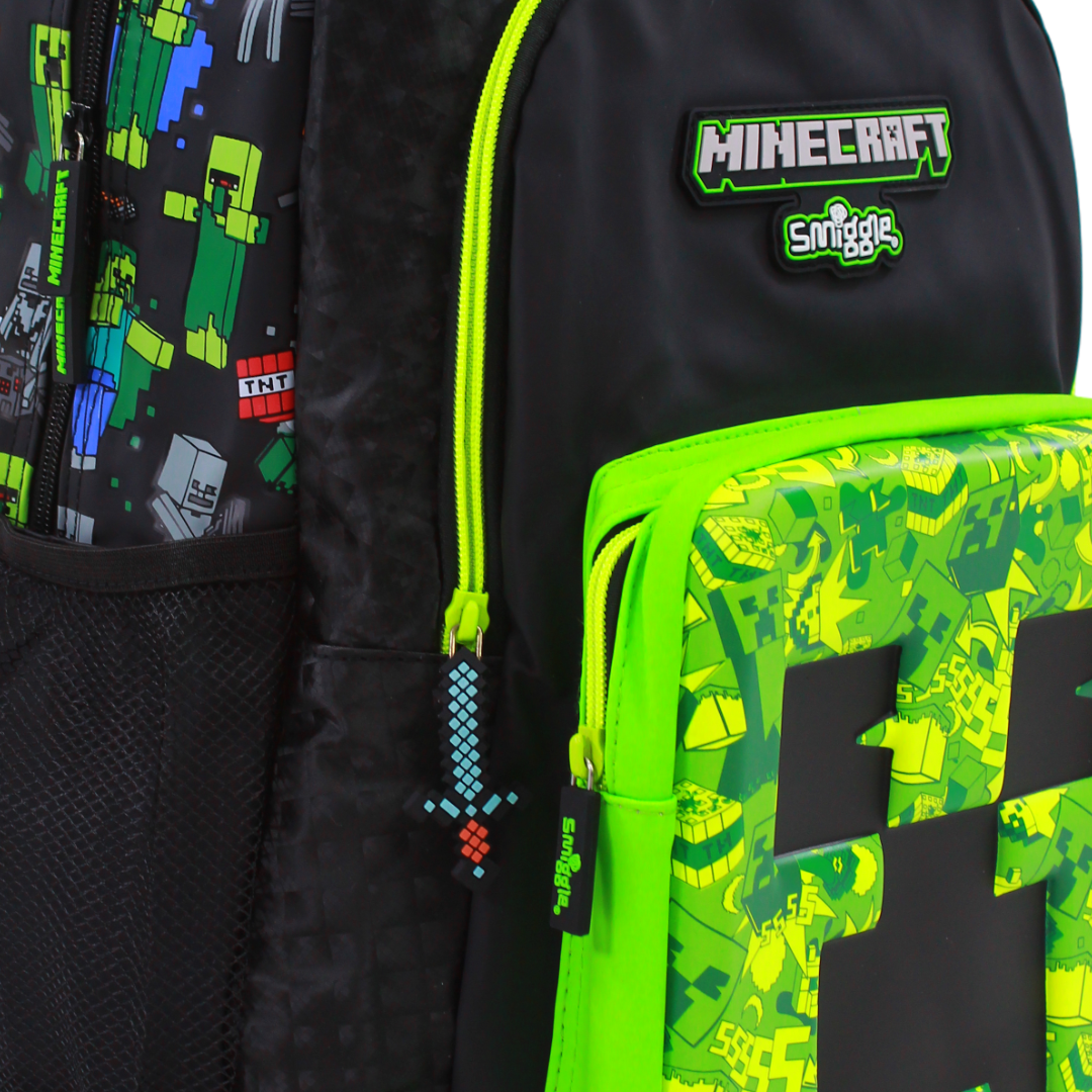 Golden Bag Backpack Minecraft on Design 17 Inches – Green & Black