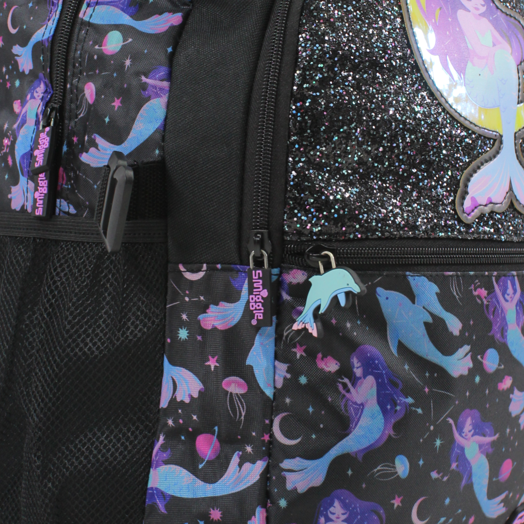 Golden Bag Backpack Mermaid Design 17 Inches – Purple & Black