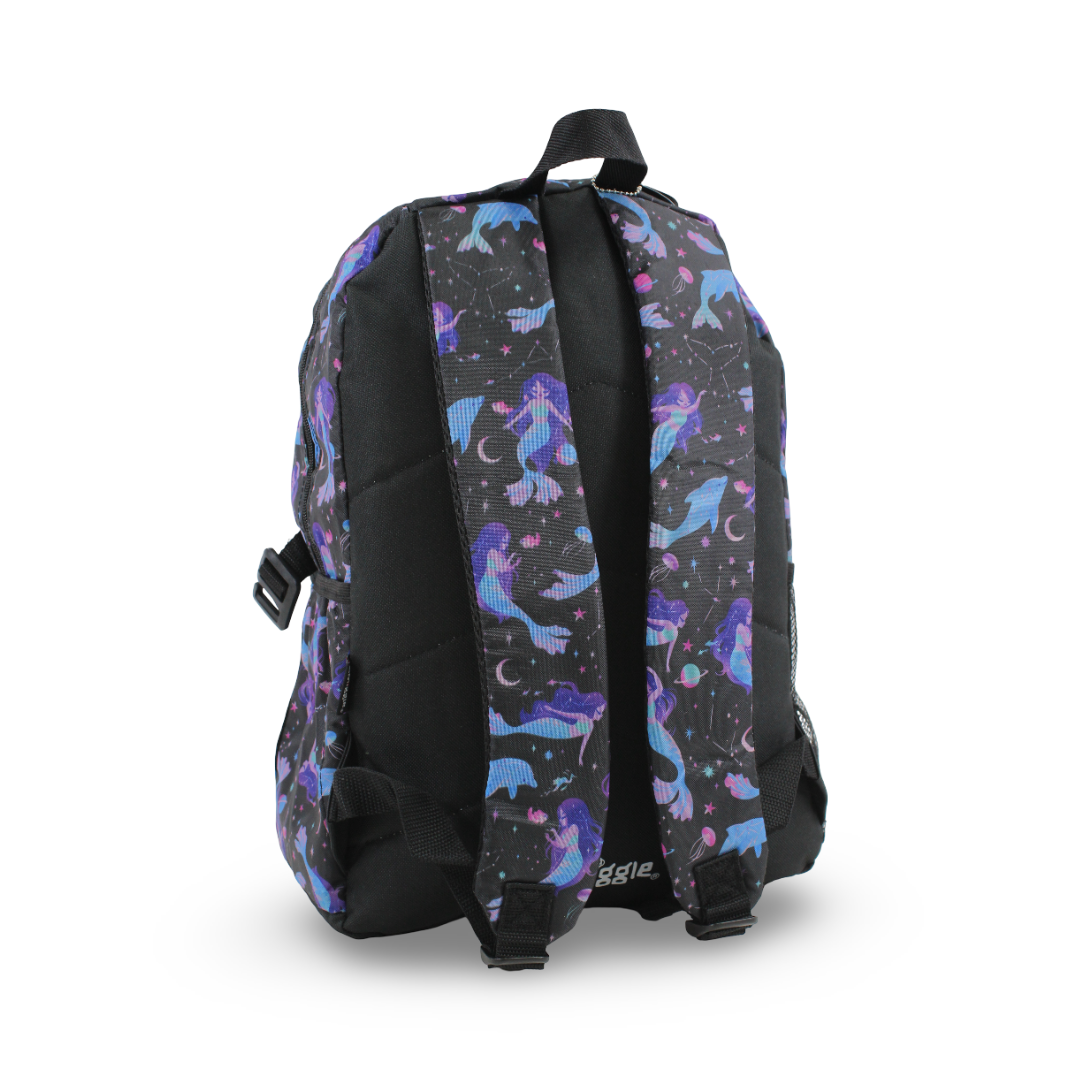 Golden Bag Backpack Mermaid Design 17 Inches – Purple & Black