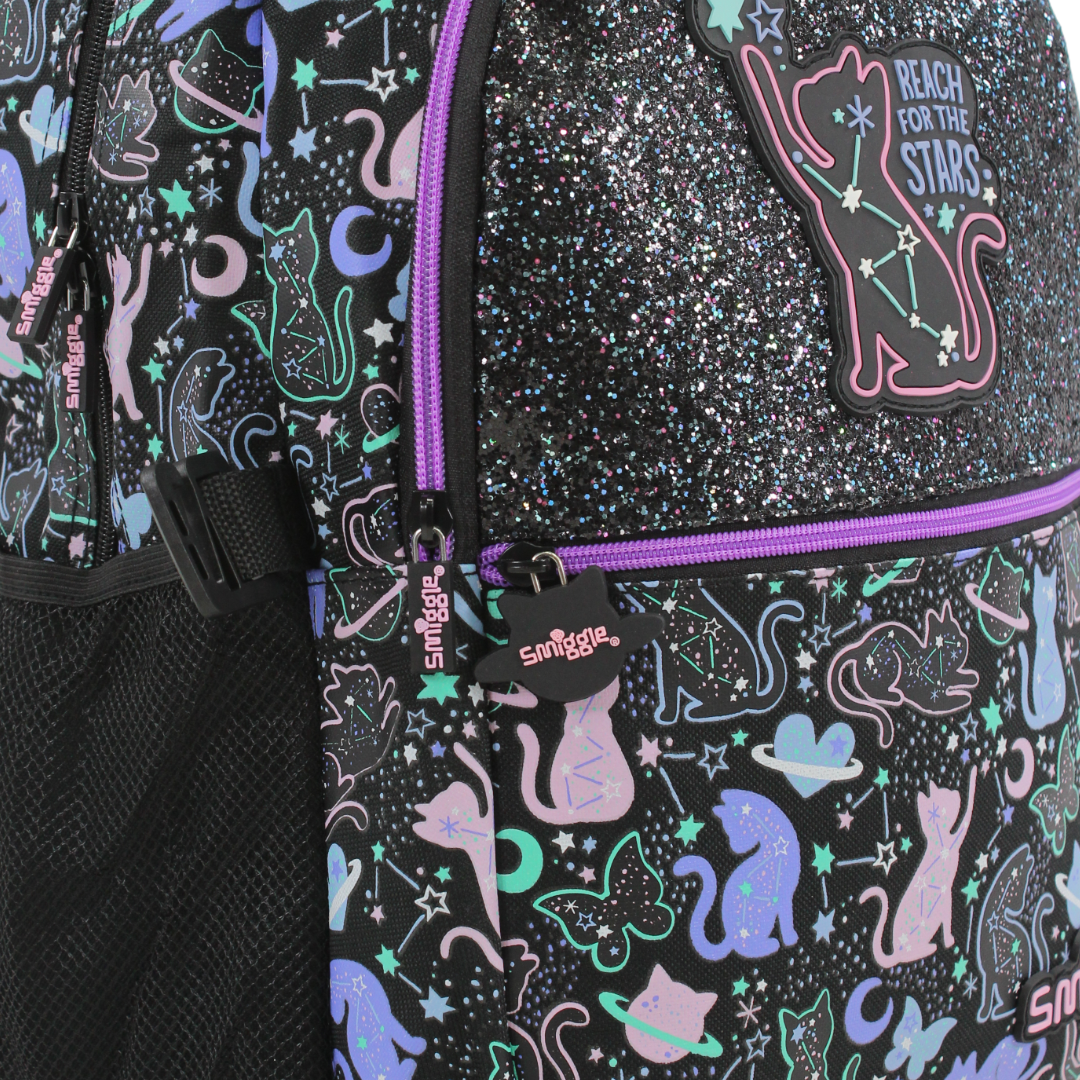 Golden Bag Backpack Cats Design 17 Inches – Black