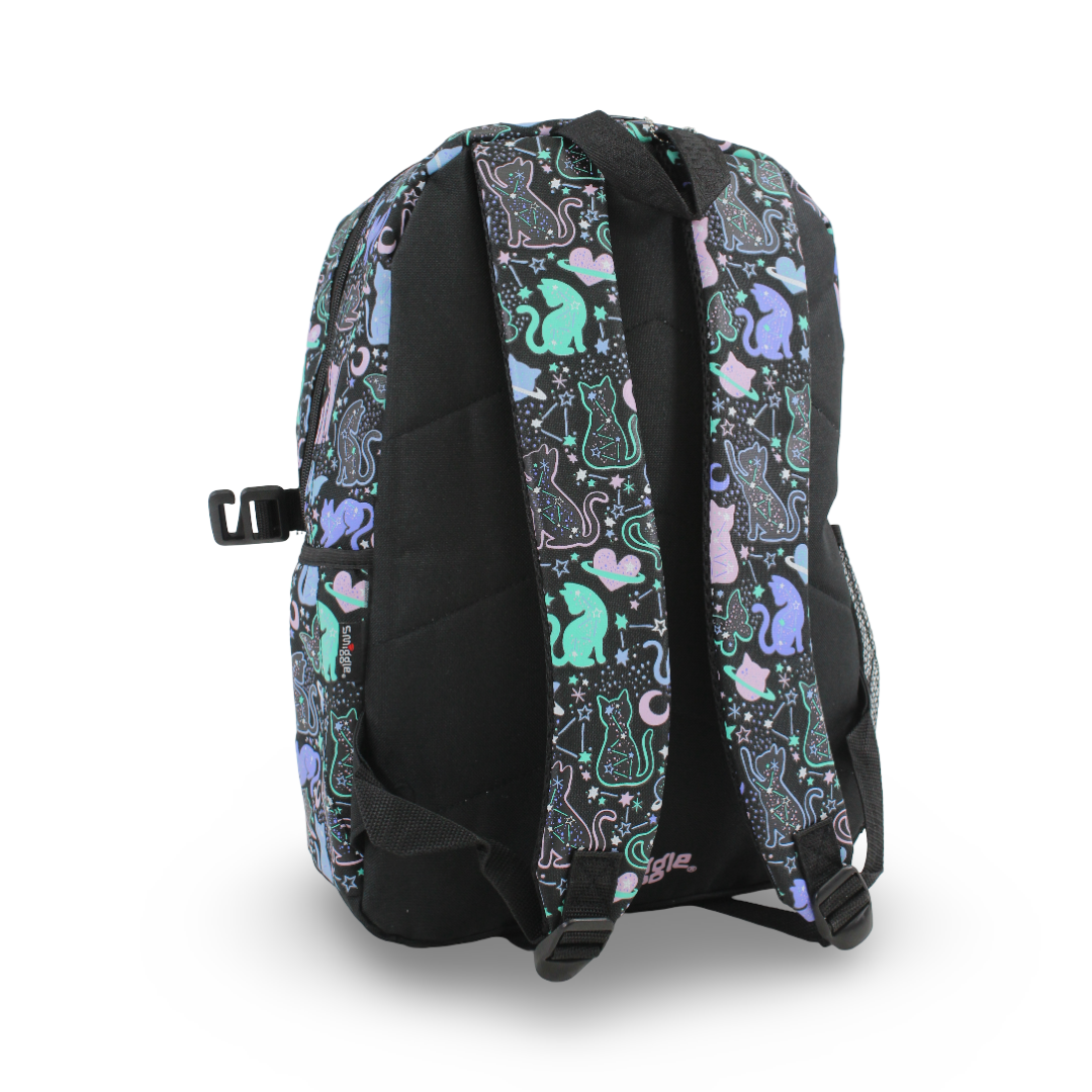 Golden Bag Backpack Cats Design 17 Inches – Black