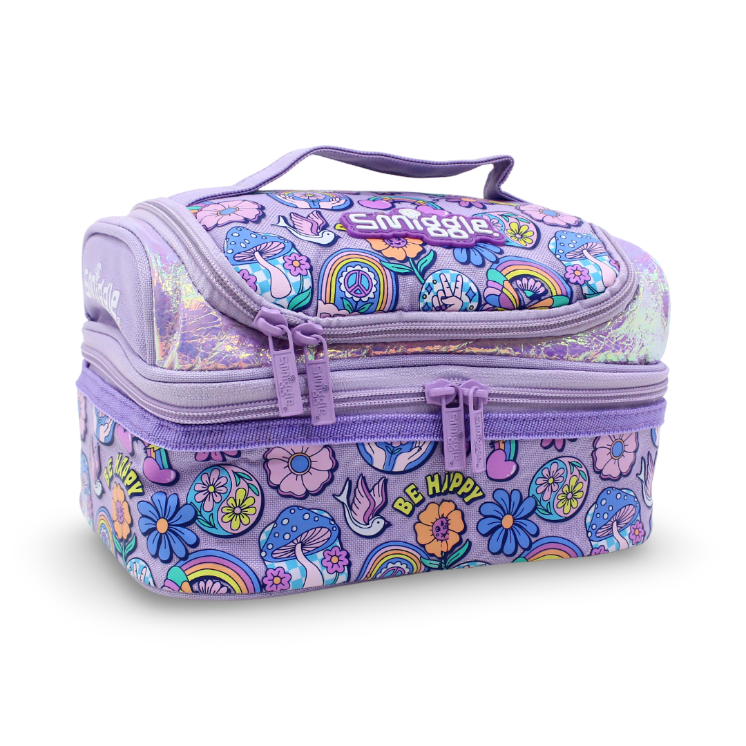 Golden Bag Lunch Bag Flowers Design – Purple