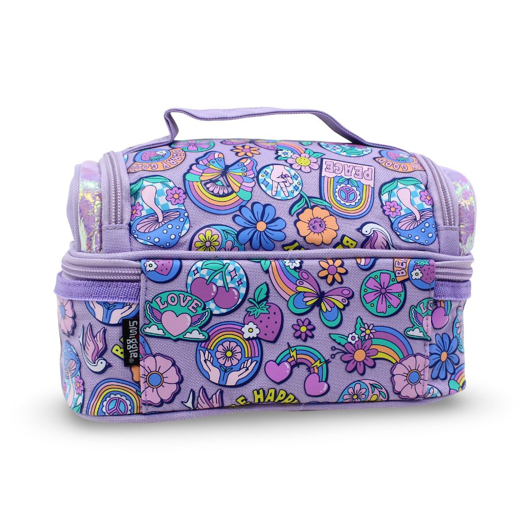 Golden Bag Lunch Bag Flowers Design – Purple
