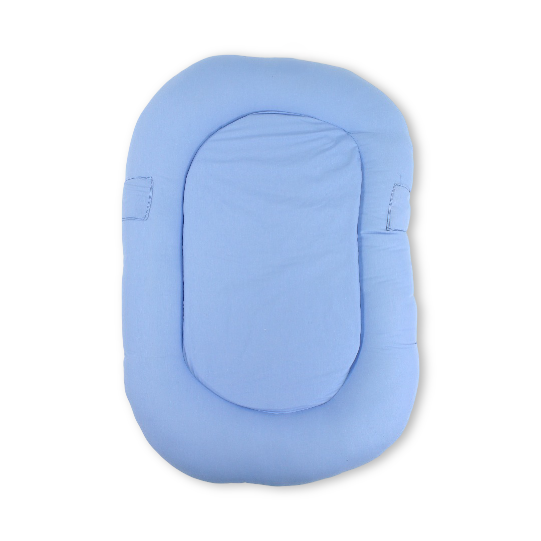 Newborn Baby Nest Bed – Baby Blue with Whale Print