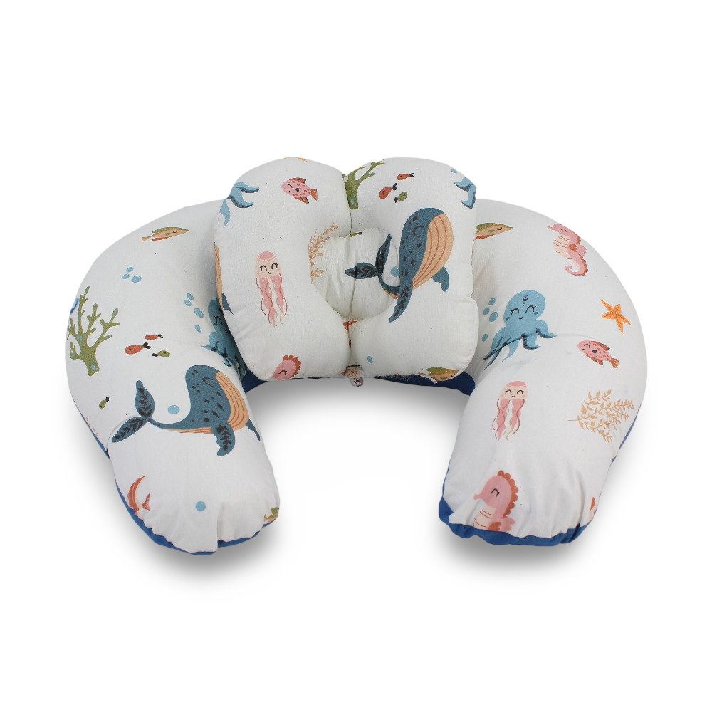 Nursing Pillow – Turquoise with Seabed Print