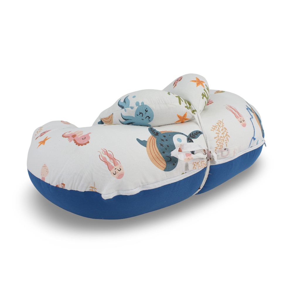 Nursing Pillow – Turquoise with Seabed Print