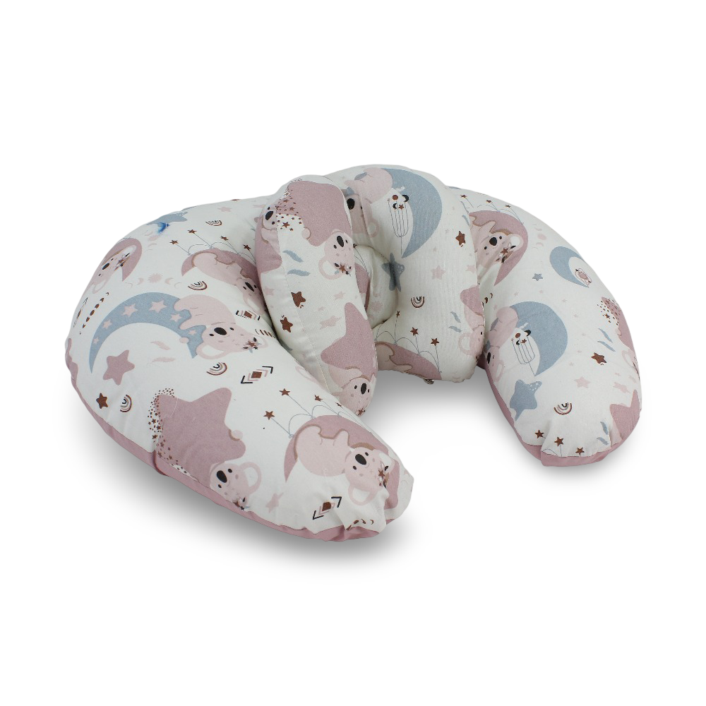 Nursing Pillow – Dusty Pink with Koala and Crescent Print
