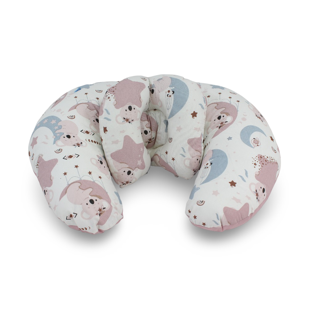 Nursing Pillow – Dusty Pink with Koala and Crescent Print
