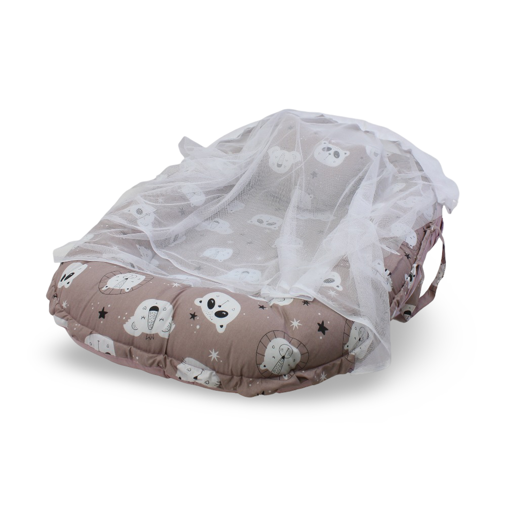 Baby Nest – Dusty Pink with Animals Print