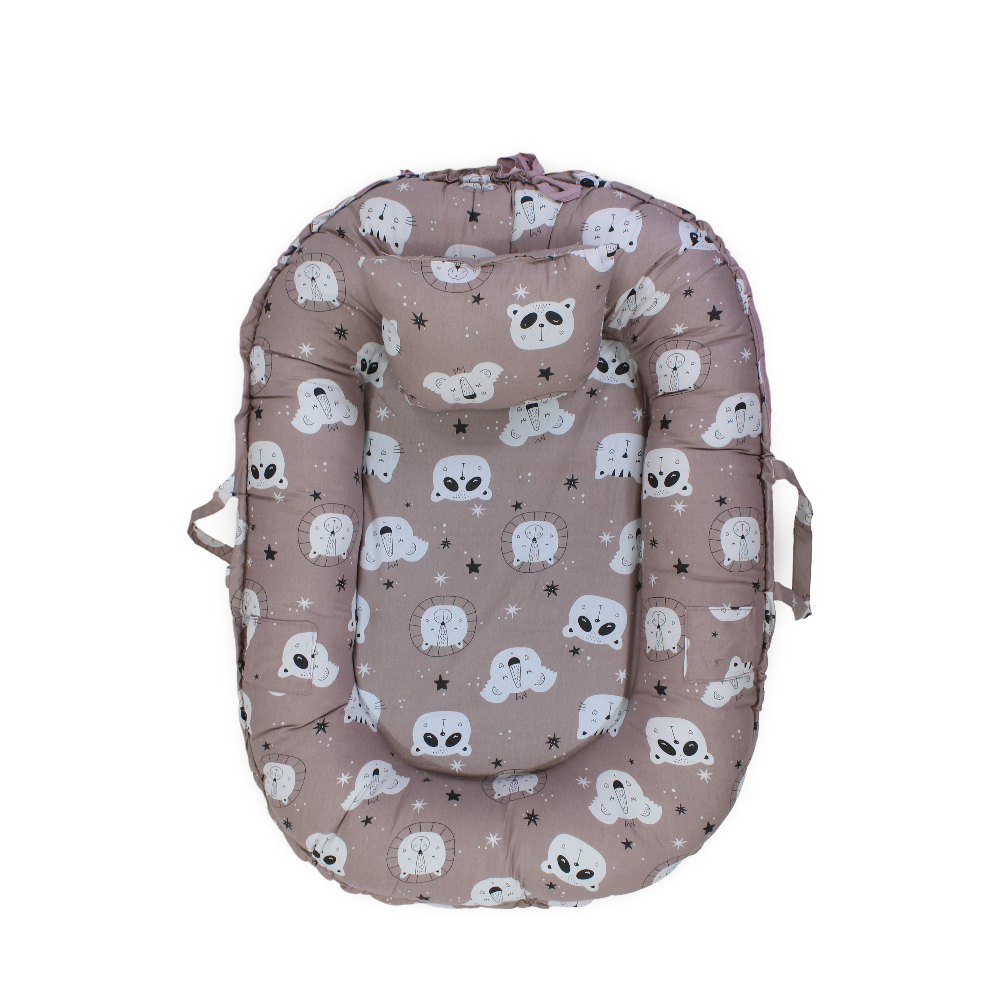 Baby Nest – Dusty Pink with Animals Print